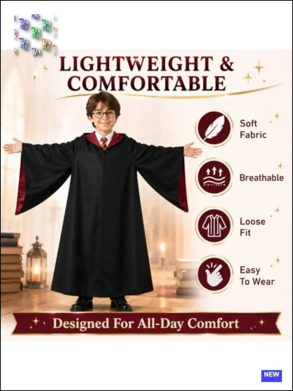 Wizard Costume Accessories Set with Robe, Magic Wand for Kids Adults Halloween